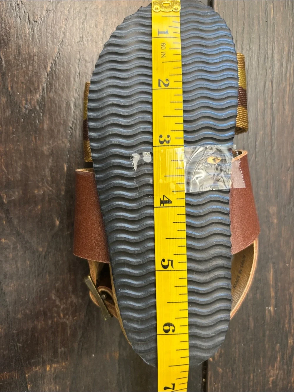Bonpoint Brown Leather Sandals with Yellow Striped Band